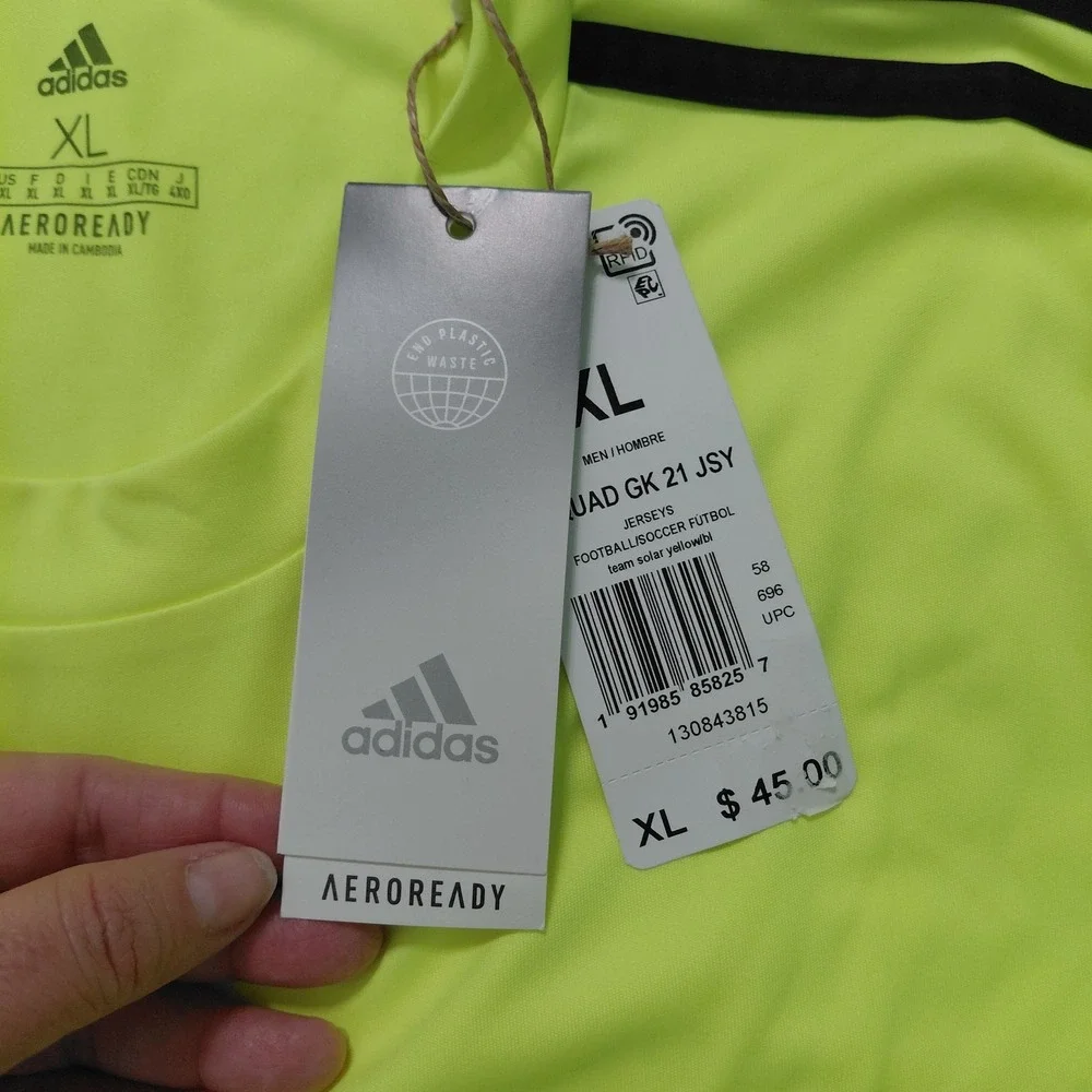 Adidas Mens Size XL Squadra 21 Goalkeeper Jersey Long Sleeve Black Neon Yellow